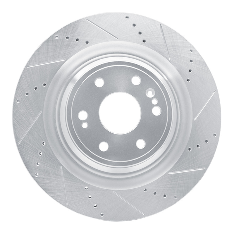 Cadillac Escalade Brake Rotor (1) - Front Right - R1 Concepts - Drilled & Slotted - Silver - `14-`20